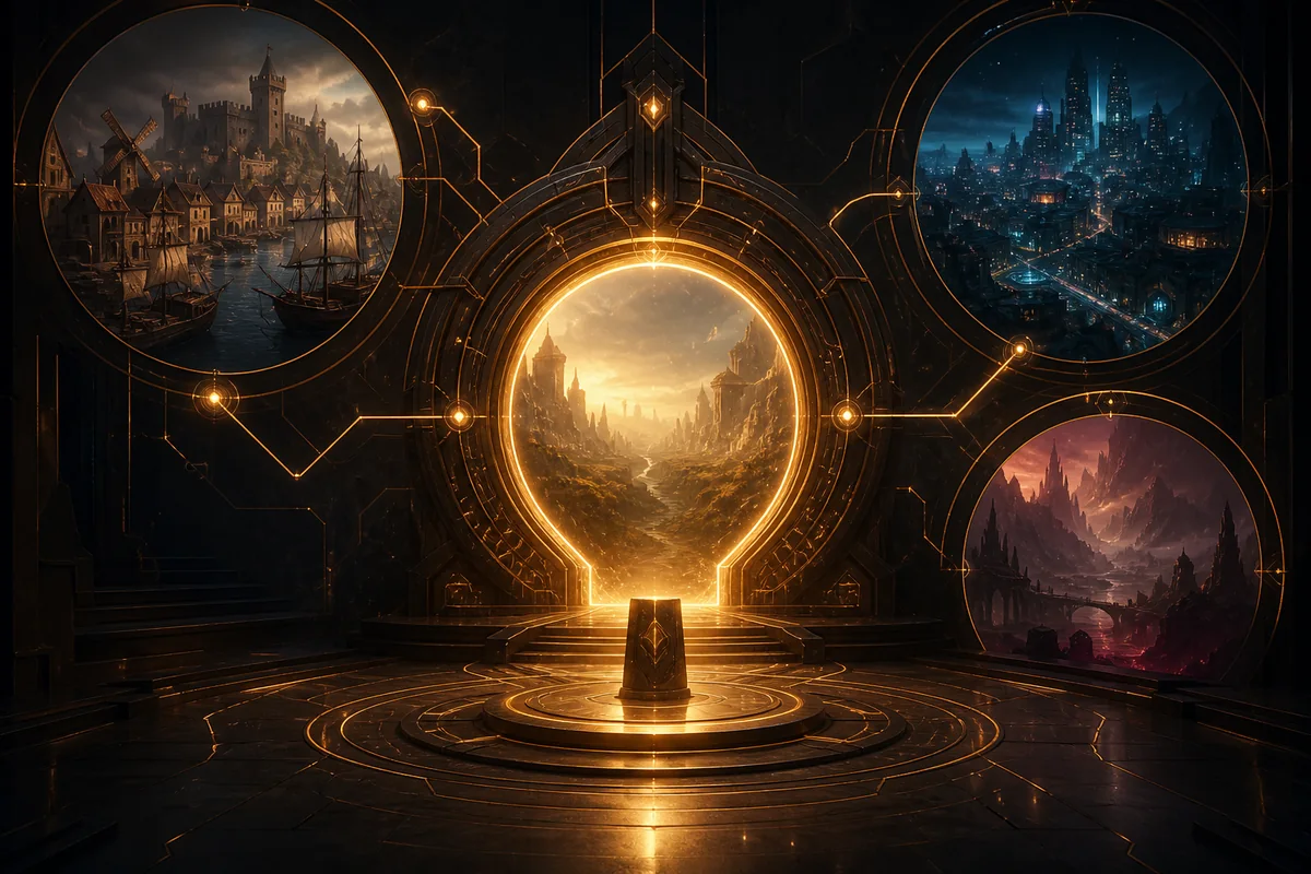 Gaming worlds connected through the EXZEZ portal